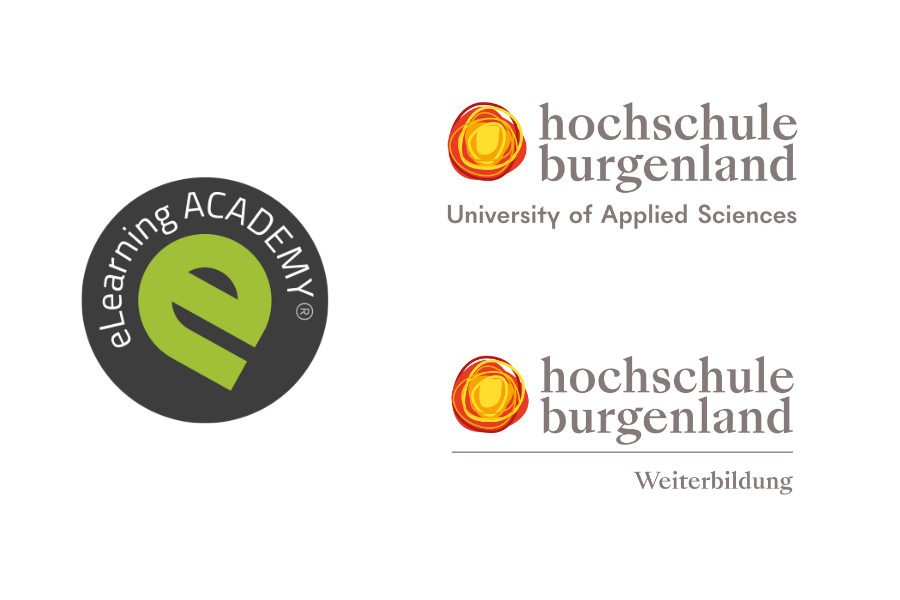 Logos eLearning Academy und Kooperationspartner FH Burgenland und FH Burgenland Weiterbildung