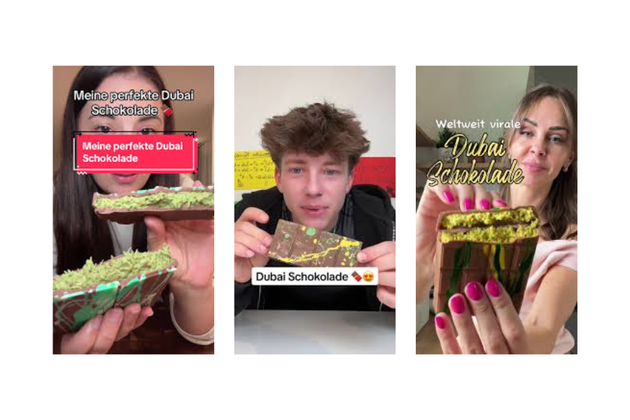 Screenshots von TikTok Influencer:innen mit Dubai Schokolade