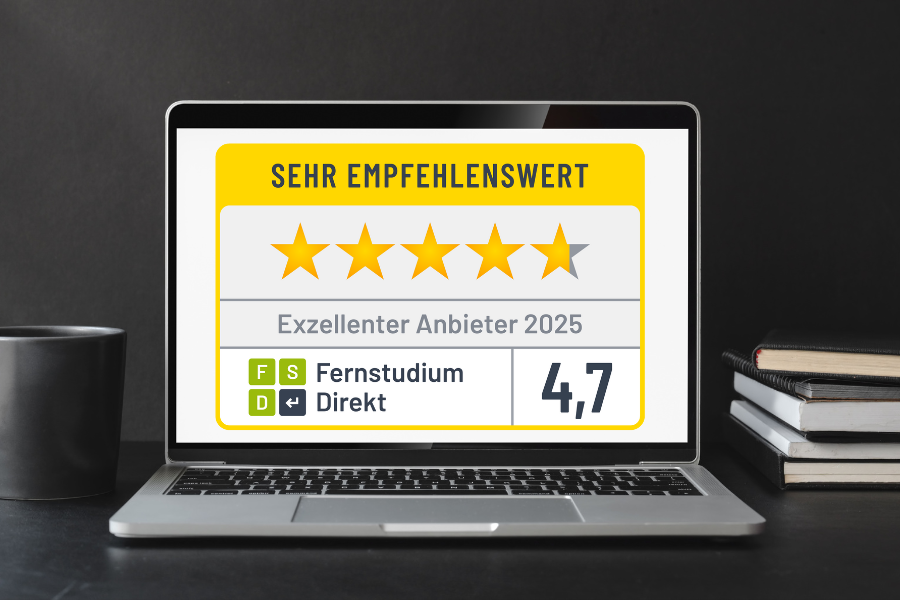 Siegel "Exzellenter Anbieter 2025" von fernstudium-direkt.de für die eLearning Academy for Communication