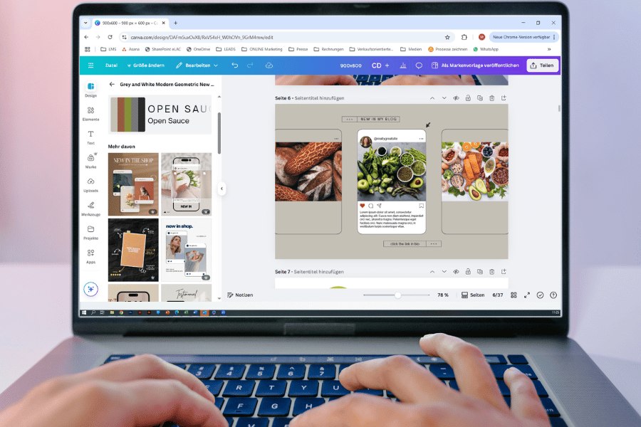 Design Erstellung mit den KI-Tool von Canva für Präsentationen und Visuals