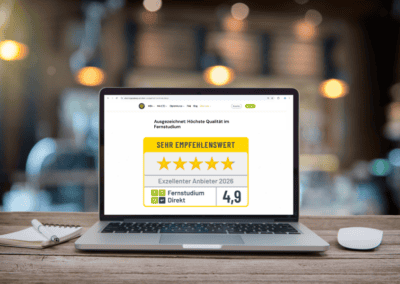Bestes Marketing Fernstudium 2026: 4,9 von 5 Sternen für exzellente Qualität, die wirklich ankommt